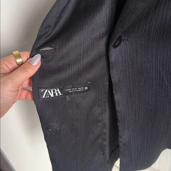 Zara Oversized Lightweight Double Breasted Blazer Black - Picture 6 of 6